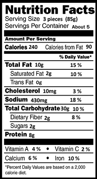 nutrition facts